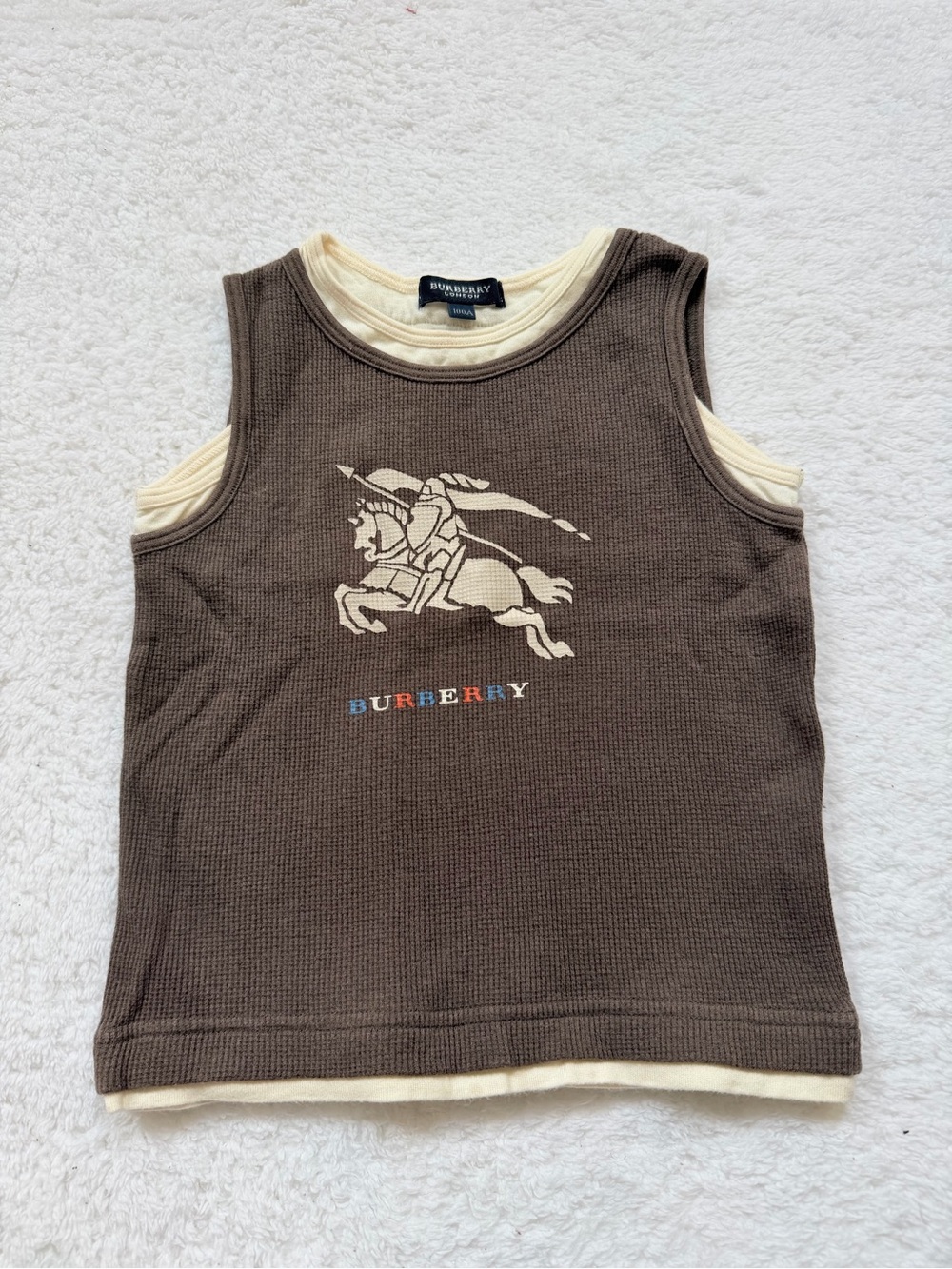 Burberry Nova Check Tanktop Tops 100cm 3T beige plaid Toddler Horse Brown Logo